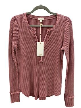 dylan Mauve Waffle Knit Long-Sleeve Henley Top